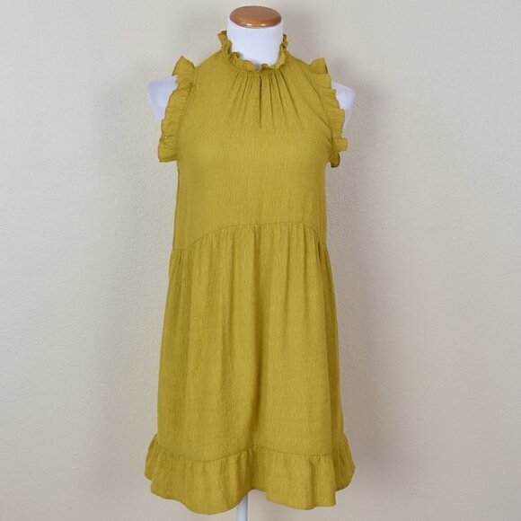 Pinch Dresses & Skirts - PINCH Ruffle Textured Sleeveless Yellow Dress S